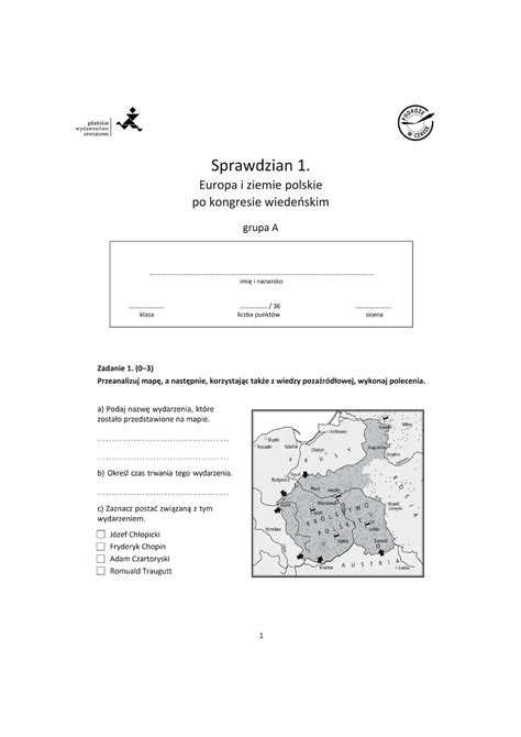 Europa I Ziemie Polskie Po Kongresie Wiede Skim Sprawdzian Kl Gwo