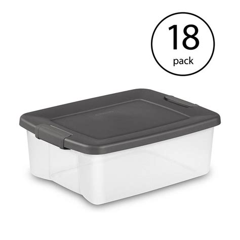 Sterilite 25 Quart Shelf Tote With Flat Gray Lid And Platinum Latches ...