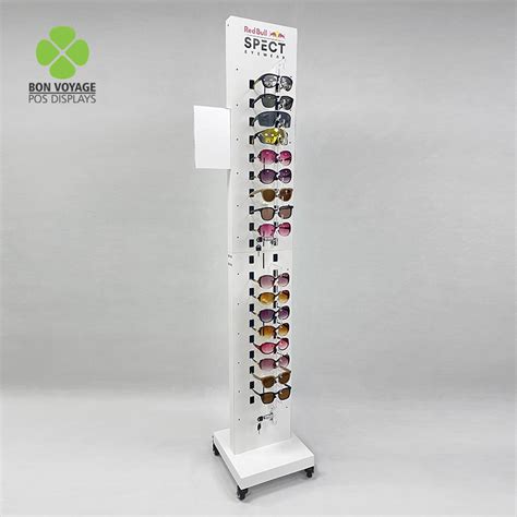 Floor Standing Lockable Custom Retail Shop Metal Double Sided Optical Glasses Sunglasses Acrylic