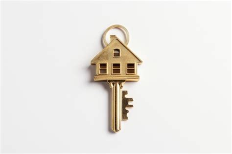 Premium Ai Image White Background Golden House Key