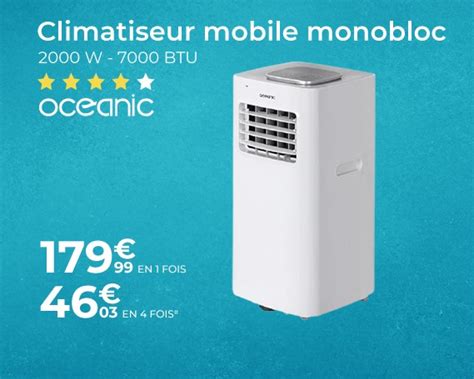 Oceanic Climatiseur Mobile Monobloc W Btu Pas Cher