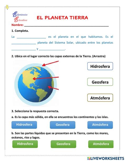 Ejercicio Interactivo De Representación Del Planeta Tierra Capas De La Tierra Planetas Del