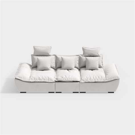 109 4 Modern White Leath Aire 3 Seater Deep Sofa With Adjustable