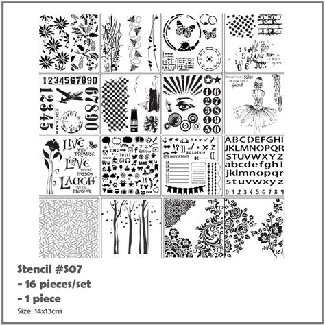 Jual Lovelycraftstore Plastic Stencil S07 16pcs Per Set 1pc Cetakan Stensil Lukis Craft