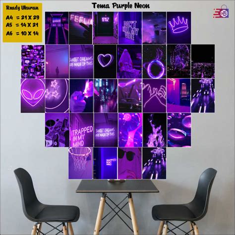 Poster Dinding Kamar Tema Neon Purple Poster Kamar Neon Purple Foto Aesthetic Poster Neon