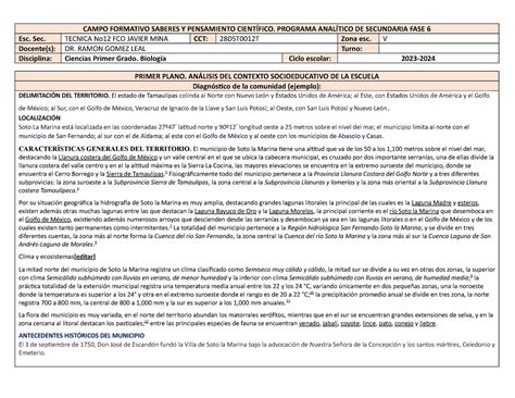 Programa Anal Tico Biolog A Campo Formativo Saberes Y Pensamiento