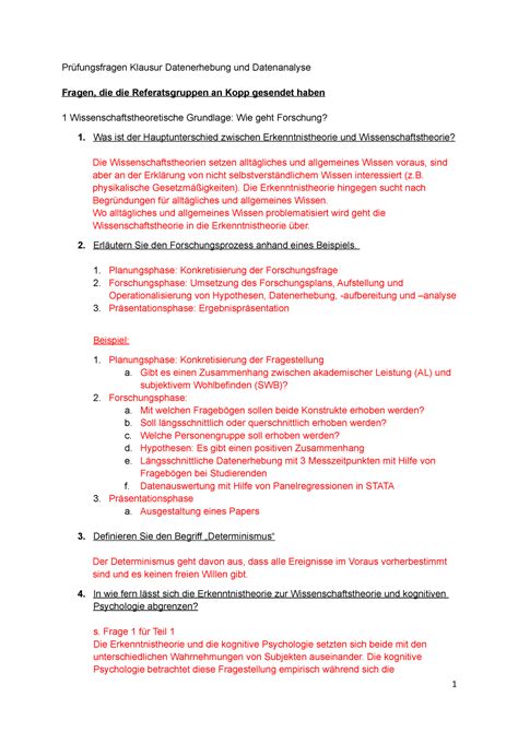 Klausur Februar Wintersemester 2016 2017 Fragen Prüfungsfragen