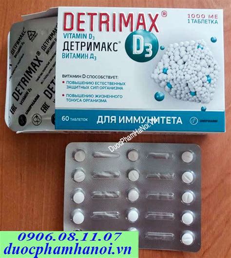Viên Uống Detrimax Vitamin D3 1000IU Chính Hãng Của Nga