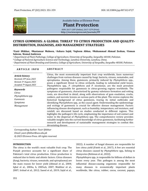 PDF CITRUS GUMMOSIS A GLOBAL THREAT TO CITRUS PRODUCTION AND QUALITY