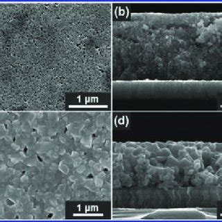 A C Top View And B D Cross Sectional Sem Images Of The Films