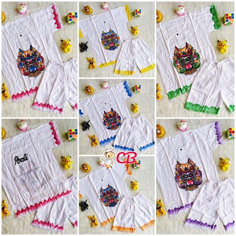 Jual Setelan Barong Anak Putih Lukis Rayon Bali Baju Barong Anak Putih