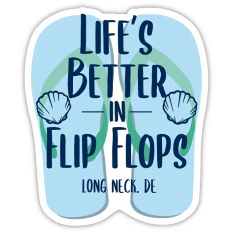 Long Neck Delaware Souvenir 4 Inch Vinyl Decal Sticker Flip Flop Design ...