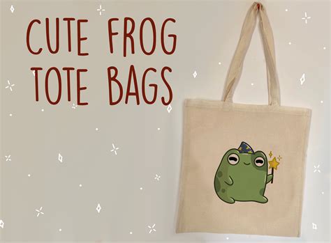 Cute Frog Tote Bag Various Designs Illustration Digital Etsy