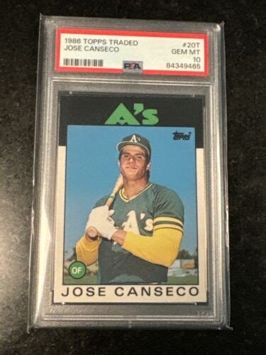 1986 Topps Traded 20T Jose Canseco PSA 10 Gem Mint Rookie Card XRC RC