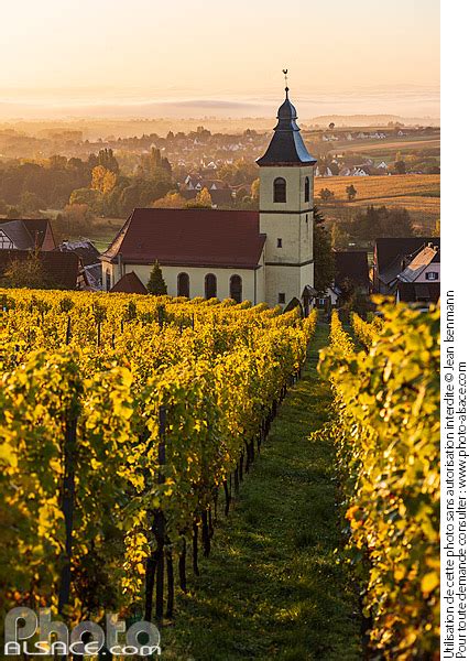 Photo Vignoble de Rott en automne et église Saint Georges Parc