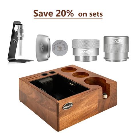 IKAPE Coffee Tool Set With V2 Knock Box Silver 6 Piece Suit Espresso