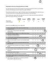 Metacognitive Awareness Listening Questionnaire (MALQ) Study | Course Hero