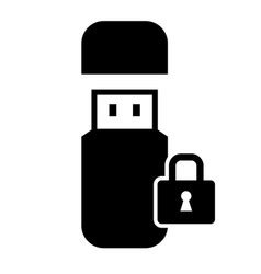 Usb Flash Drive Line With Closed Padlock Icon Vector Image