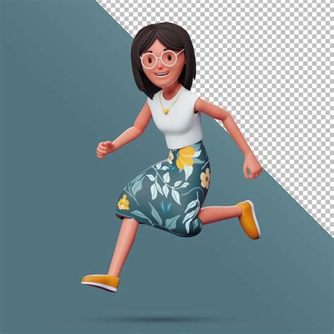 Personaje Femenino 3d Corriendo Archivo PSD Premium