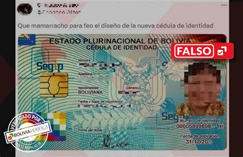 Este no es el diseño de la nueva cédula de identidad Bolivia Verifica