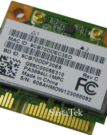 Atheros Ar B B G N Pci E Half Mini Card Evrensel Bilgisayar