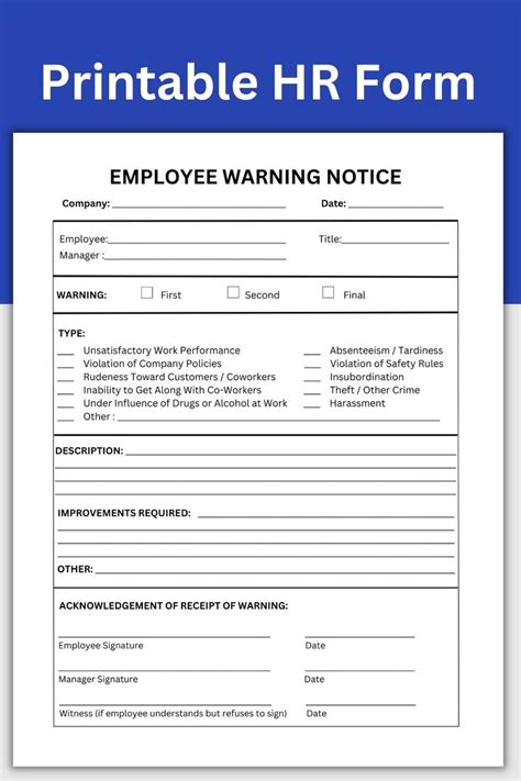 Employee Write Up Form Disciplinary Action Employee Warning Etsy Etsy Printables Etsy Etsy