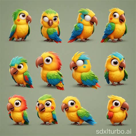 Parrot Emoji Pack With Text Overlay Sdxl Free Online