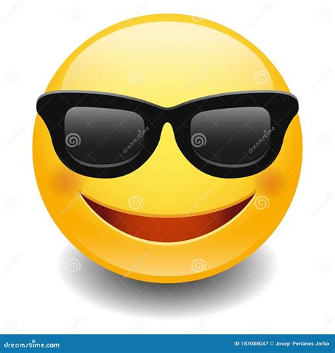 Emoji In Sunglasses Comic Icon Yellow Smile Emoticon Wearing Glasses 3d Happy Face Summer