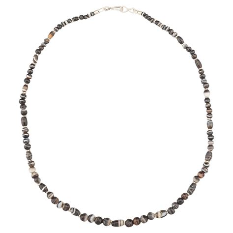 Banded Agate Bead Necklace With Gold Disc Spacers At Stdibs