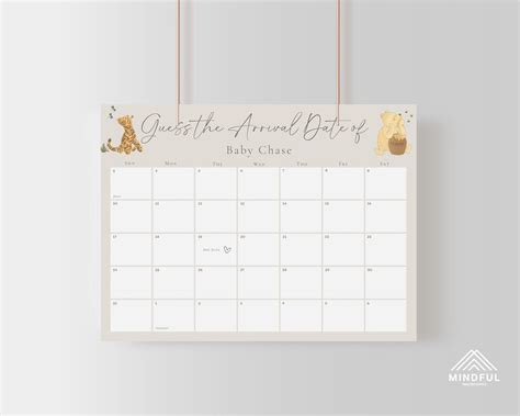 Winnie The Pooh Baby Due Date Calendar Classic Pooh Guess Etsy