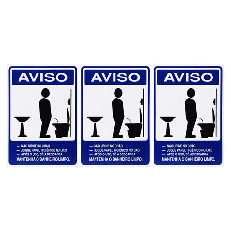 Combo 3 Placas De Sinalização Aviso Mantenha O Banheiro Limpo Masculino