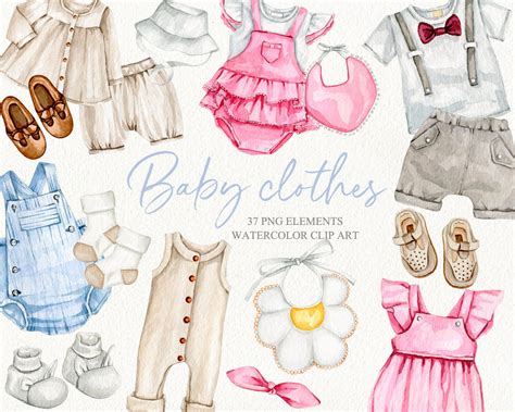 Watercolor Baby Clothes Clipart. Baby Shower Clipart. Nursery - Etsy