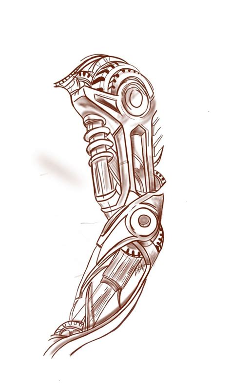 A Pencil Drawing Of A Mechanical Arm