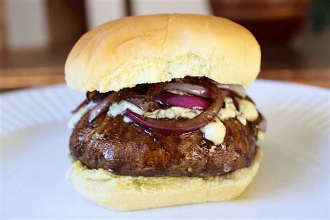 Portobello Mushroom Burger With Balsamic Onions And Goat Cheese