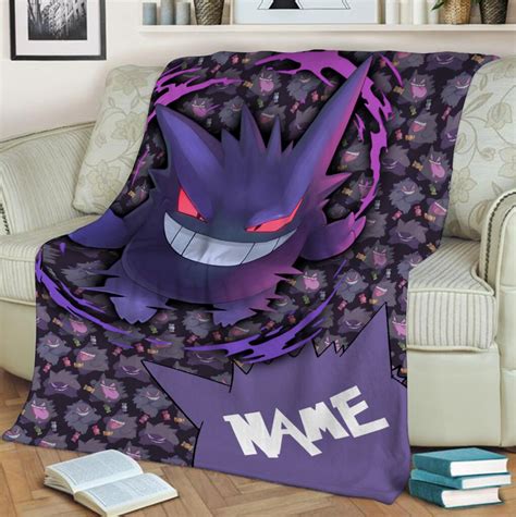 Personalized Name Pkm Gengar Blanket Gengar Blanket Pkm Anime Blanket