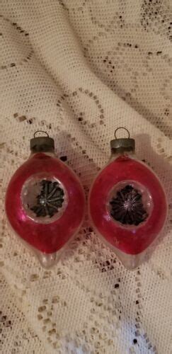 Pair Vintage Mercury Glass Double Indent Teardrop Christmas Ornaments Ebay