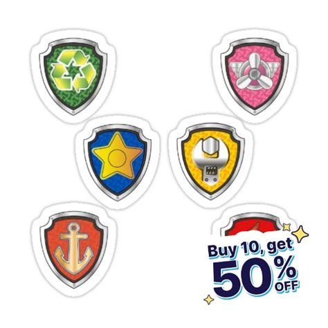 Paw Patrol Badges Rocky Skye Chase Rubble Zuma Marshall Sticker