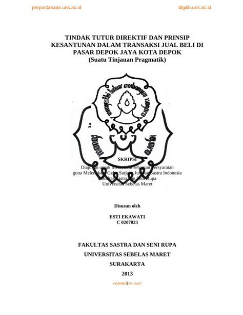 PDF TINDAK TUTUR DIREKTIF DAN PRINSIP KESANTUNAN Eprints Uns Ac Id