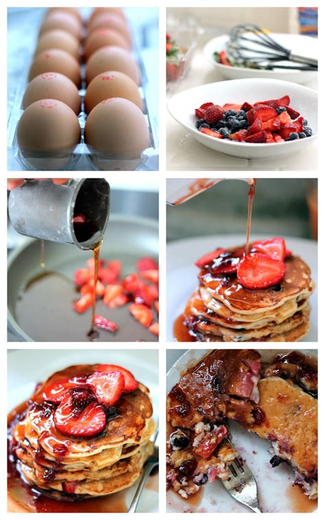 Fluffy Greek Yogurt Blueberry Pancakes With Strawberry Maple Syrup Ambitious Kitchen