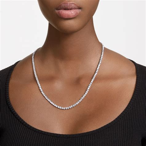 Swarovski Crystal And Rhodium Matrix Tennis Necklace