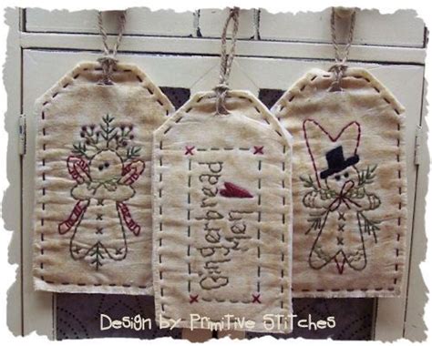 Gingerbread Tag Collectionprimitive Stitchery By Primitivestitches