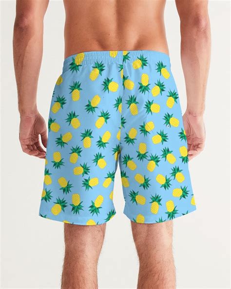 Men S Swim Trunks Pineapple Print Beach Trunks Swim Etsy