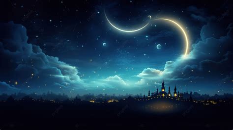 Ramadan Kareem Background Crescent Moon Night Sky Crescent Moon