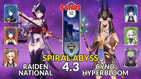 New 4 3 Spiral AbyssRaiden National Cyno Hyperbloom Floor 12 9