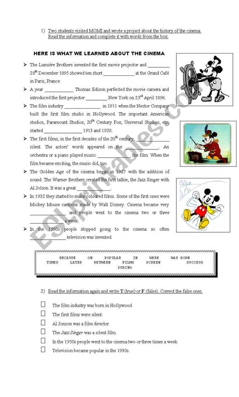 The history of the cinema - ESL worksheet by ivanmontani