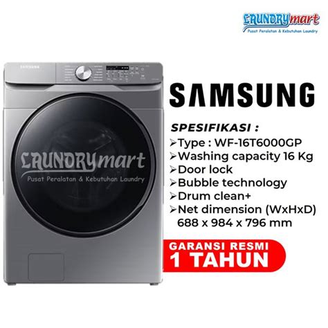 Jual WASHER MESIN CUCI MESIN CUCI LAUNDRY SAMSUNG 16KG WF16T6000GP