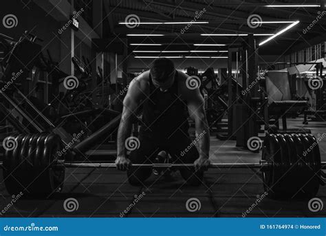 Young Man Powerlifter Preparing For Deadlift Stock Photo Image Of