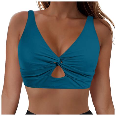 Arnsht Bikini Tops For Women Cropped Tankini Tops Beach Push Up Padded Knot Twist Cut Out