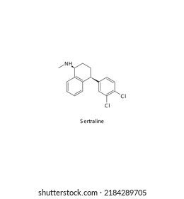 Sertraline Molecule Flat Skeletal Structure Ssri Stock Vector Royalty