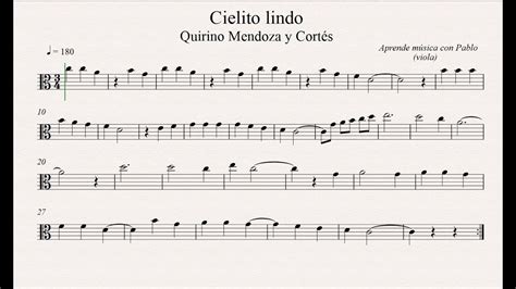 CIELITO LINDO Viola Partitura Con Playback YouTube